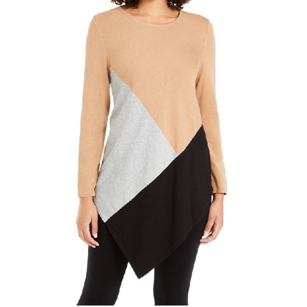 Alfani Asymmetrical Colorblocked Sweater